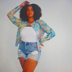 SIZE 16   FTF DENIUM DISTRESSED SHORTS.
